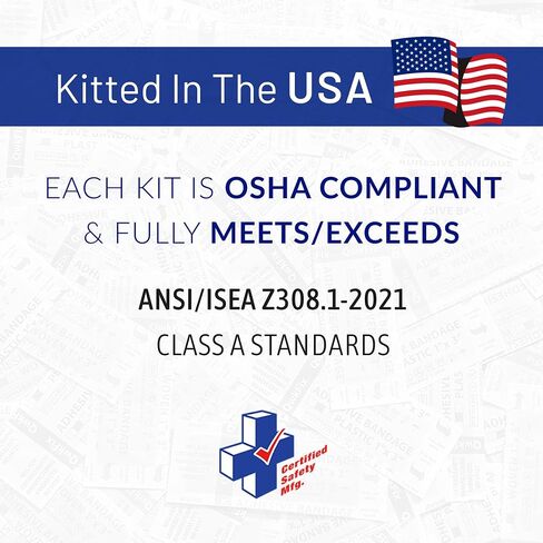 Certified Safety Mfg Class A 21 Plus BBP - 158pc USA-Made ANSI & OSHA Compliant First Aid Kit w/Bloodborne Pathogen Protection - Bloodborne Pathogen Kit for Businesses (Plastic Case) in Saudi Arabia