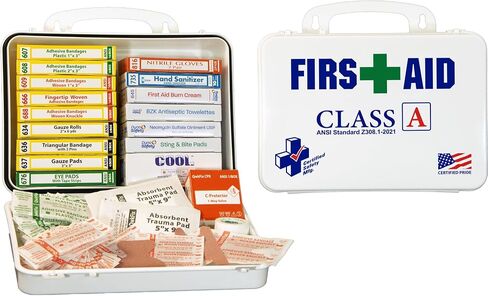 Certified Safety Mfg Class A 21 Plus BBP - 158pc USA-Made ANSI & OSHA Compliant First Aid Kit w/Bloodborne Pathogen Protection - Bloodborne Pathogen Kit for Businesses (Plastic Case) in Saudi Arabia