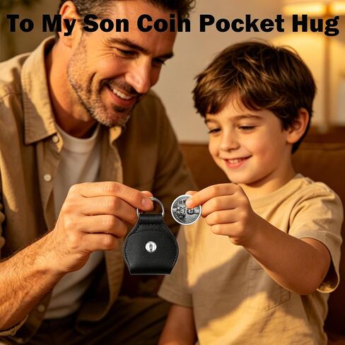 To My Son Coin Pocket Hug, Pocket Hug Token for Son from Mother Father Double Sided Keepsake Inspirational Leather Keychain in Saudi Arabia