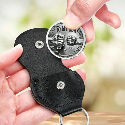 To My Son Coin Pocket Hug, Pocket Hug Token for Son from Mother Father Double Sided Keepsake Inspirational Leather Keychain in Saudi Arabia