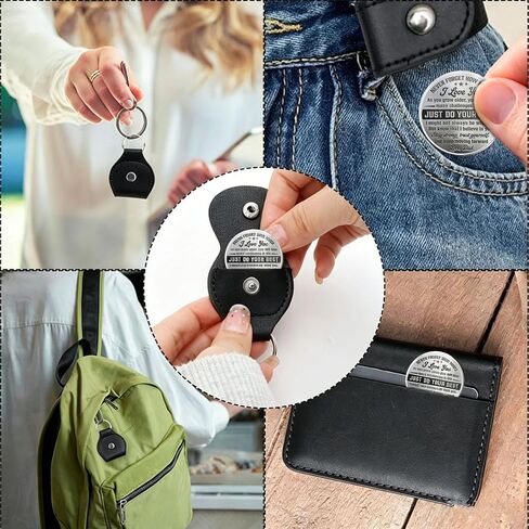 To My Son Coin Pocket Hug, Pocket Hug Token for Son from Mother Father Double Sided Keepsake Inspirational Leather Keychain in Saudi Arabia