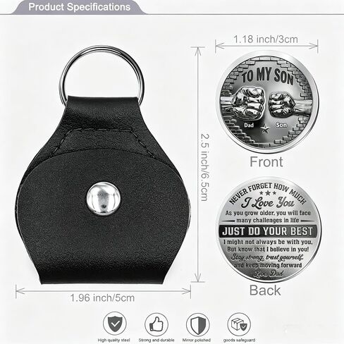 To My Son Coin Pocket Hug, Pocket Hug Token for Son from Mother Father Double Sided Keepsake Inspirational Leather Keychain in Saudi Arabia