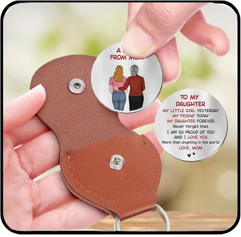 To My Son Coin Pocket Hug, Pocket Hug Token for Son from Mother Father Double Sided Keepsake Inspirational Leather Keychain in Saudi Arabia