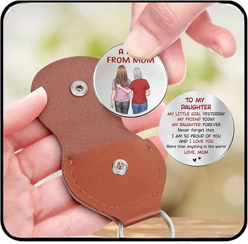 To My Son Coin Pocket Hug, Pocket Hug Token for Son from Mother Father Double Sided Keepsake Inspirational Leather Keychain in Saudi Arabia