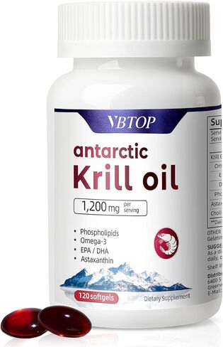 Antarctic Krill Oil 1200 mg per Serving, 120 Quick Release Softgels with Omega-3 EPA DHA, Astaxanthin & Phospholipids, Mercury Free, No Fishy Aftertaste for Heart, Joint & Brain Health in Saudi Arabia