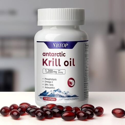 Antarctic Krill Oil 1200 mg per Serving, 120 Quick Release Softgels with Omega-3 EPA DHA, Astaxanthin & Phospholipids, Mercury Free, No Fishy Aftertaste for Heart, Joint & Brain Health in Kuwait