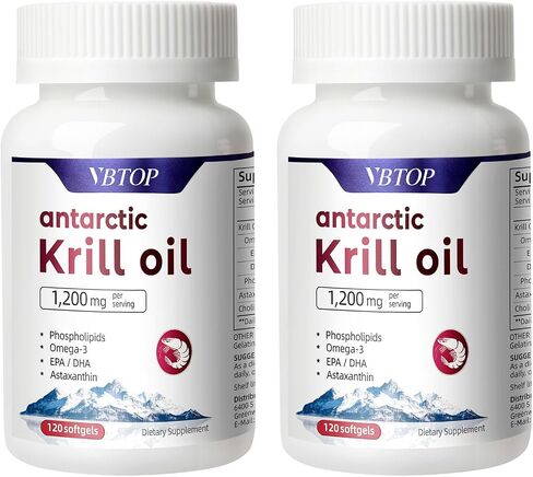 Antarctic Krill Oil 1200 mg per Serving, 120 Quick Release Softgels with Omega-3 EPA DHA, Astaxanthin & Phospholipids, Mercury Free, No Fishy Aftertaste for Heart, Joint & Brain Health in Kuwait