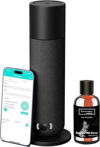 Smart Waterless Essential Oil Diffuser, Scent Air Machine for Home, Aromatherapy Scent Diffuser with Roy Tranquility Oil, Covers Up to 1000 Sq.Ft, Quiet Cold-Air Tech Machine for Hotel, Spa (Black) in Kuwait