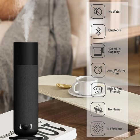Smart Waterless Essential Oil Diffuser, Scent Air Machine for Home, Aromatherapy Scent Diffuser with Roy Tranquility Oil, Covers Up to 1000 Sq.Ft, Quiet Cold-Air Tech Machine for Hotel, Spa (Black) in Saudi Arabia