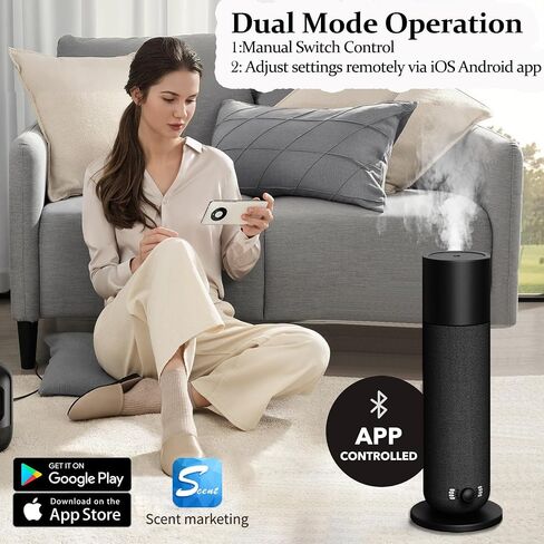 Smart Waterless Essential Oil Diffuser, Scent Air Machine for Home, Aromatherapy Scent Diffuser with Roy Tranquility Oil, Covers Up to 1000 Sq.Ft, Quiet Cold-Air Tech Machine for Hotel, Spa (Black) in Saudi Arabia