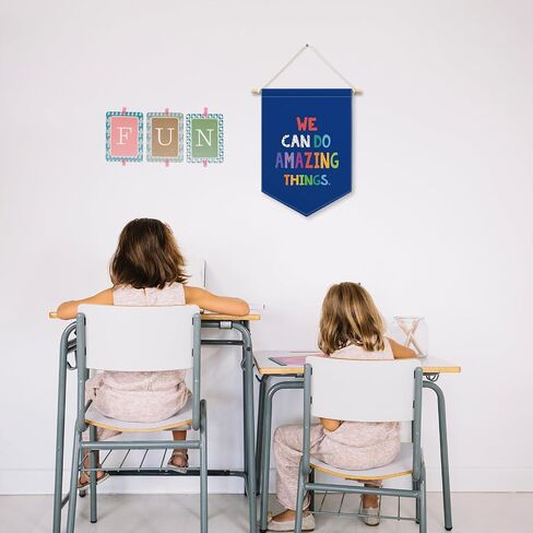 We Can Do Amazing Things Banner Canvas, Classroom Blue Boys Kids Room Decor, Inspirational Pennant Flag Sign Hanging, Nursery Wall Art Gifts for Toddler Room Preschool Homeschool 11x15in in Saudi Arabia