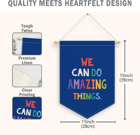 We Can Do Amazing Things Banner Canvas, Classroom Blue Boys Kids Room Decor, Inspirational Pennant Flag Sign Hanging, Nursery Wall Art Gifts for Toddler Room Preschool Homeschool 11x15in in Saudi Arabia