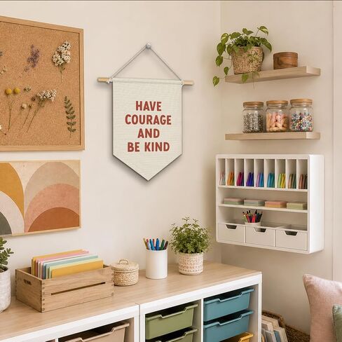 Classroom Motivational Have Courage and Be Kind Wall Hanging Pennant Flag Banner, Inspirational Wall Decor for Kids Toddler Nursery Bedroom Playroom 15x11 Inch in Saudi Arabia