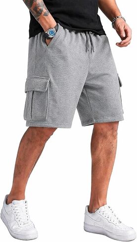 Men's Elastic Waist Fleece Cargo Shorts in Saudi Arabia