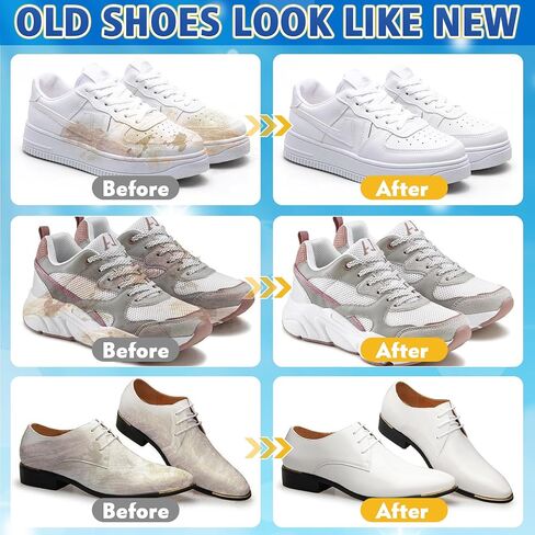 White Shoe Cleaner Kit, Sneaker Cleaner Kit with Brush and Towel, Shoe Cleaning Form for White Shoes, Leather, Boots, Canvas Shoes (6.76 fl oz) in Saudi Arabia