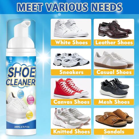 White Shoe Cleaner Kit, Sneaker Cleaner Kit with Brush and Towel, Shoe Cleaning Form for White Shoes, Leather, Boots, Canvas Shoes (6.76 fl oz) in Saudi Arabia
