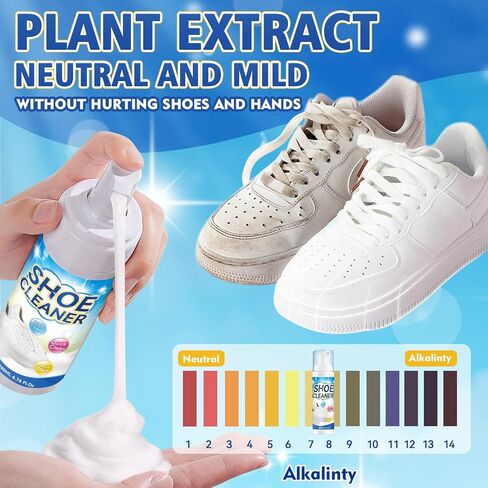 White Shoe Cleaner Kit, Sneaker Cleaner Kit with Brush and Towel, Shoe Cleaning Form for White Shoes, Leather, Boots, Canvas Shoes (6.76 fl oz) in Saudi Arabia
