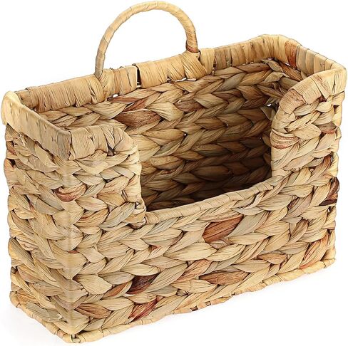Woven Hanging Magazine Holder, Natural Water Hyacinth Wall Mounted Basket for Books, Files & Magazines, Organizer Rack with Handle (Water Hyacinth, 11.8″ x 4.3″ x 7.9″) in Saudi Arabia
