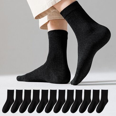 12 Pairs 100% Cotton Crew Socks for Men Women - Breathable Soft Casual Daily Wear Socks, Moisture Wicking Comfortable Ankle Socks for Sports Work, Black in Kuwait