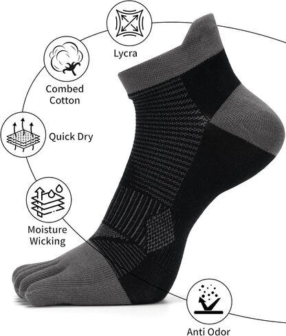 Forony Toe Socks Five Finger Socks Ankle Athletic Running Socks Cotton,Size 5-10 Men and Women in Saudi Arabia