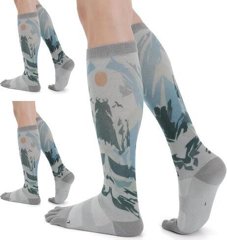 Compression Toe Socks for Men and Women Athletic Running Knee High Five Finger Socks in Saudi Arabia
