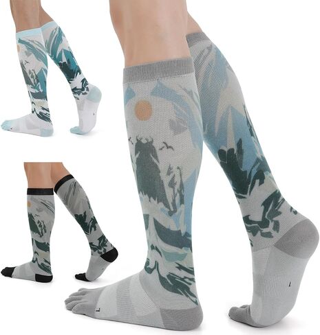 Compression Toe Socks for Men and Women Athletic Running Knee High Five Finger Socks in Saudi Arabia