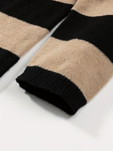 Men’s Striped Knit Sweater Oversized Grunge Pullover Black Burgundy Baggy Crewneck Streetwear Top in Kuwait