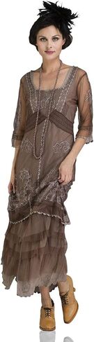 Nataya 2101 Women’s 1920s Wedding Party Vintage Dress in Chocolate in Saudi Arabia