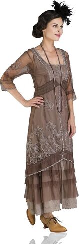 Nataya 2101 Women’s 1920s Wedding Party Vintage Dress in Chocolate in Saudi Arabia