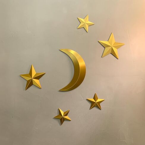 MidModArt Mid Century Modern 3D Star Wall Art,Gold Retro Starburst Sculptures,Vintage Celestial Home Decor, Gold Starburst 7PCS in Kuwait