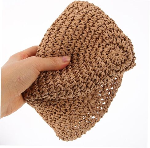 Elegant Straw Bucket Hat Uv Protection Sun Hat for Women for Beach Fishing Hiking Light Brown in Kuwait