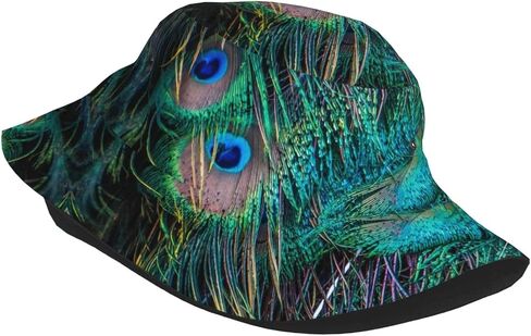 Peacock Feathers Bucket Hat for Men Women Printed Fisherman Hat Packable Sun Cap Travel Outdoor Beach Caps in Saudi Arabia