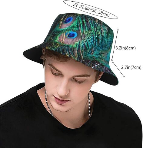 Peacock Feathers Bucket Hat for Men Women Printed Fisherman Hat Packable Sun Cap Travel Outdoor Beach Caps in Saudi Arabia
