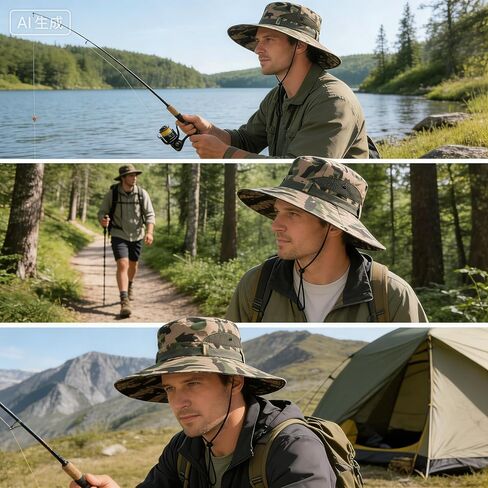 Summer-Camo-Sun-Hats for Men Women Sun Protection Bucket Hat Outdoor Fishing Gardening Hiking Hunting Hat in Kuwait