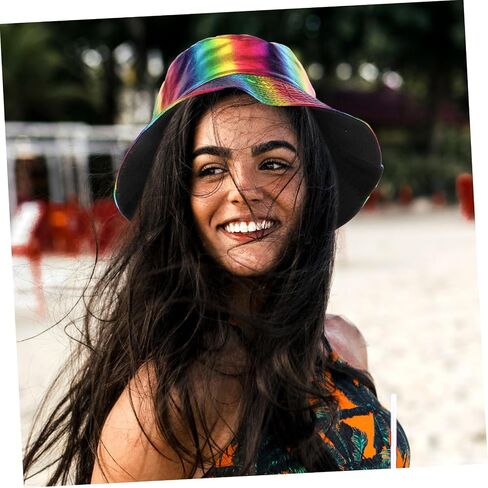 Unomor Rainbow Pattern Bucket Hat Lightweight Sun Protection Fisherman Cap for Men and Women Comfortable Summer Beach Hat for Outdoor Activities Fishing Hiking Camping Travel in Kuwait