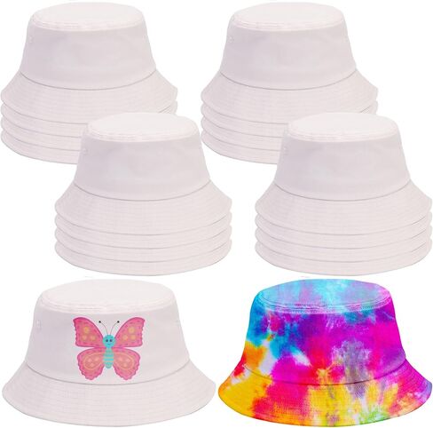 18 Pcs Off White Bucket Hats DIY Summer Sun Bucket Hat Fishman Cap for Adult Beach Travel Fishing Outdoor Sports in Kuwait