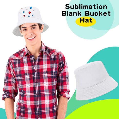 18 Pcs Off White Bucket Hats DIY Summer Sun Bucket Hat Fishman Cap for Adult Beach Travel Fishing Outdoor Sports in Kuwait