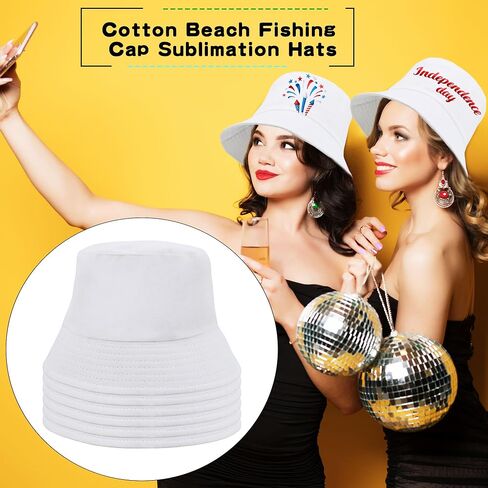 18 Pcs Off White Bucket Hats DIY Summer Sun Bucket Hat Fishman Cap for Adult Beach Travel Fishing Outdoor Sports in Kuwait