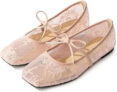 2026 New Women's Embroidery Lace Mesh Ballet Flats, White Mesh Ballet Flats for Women in Kuwait