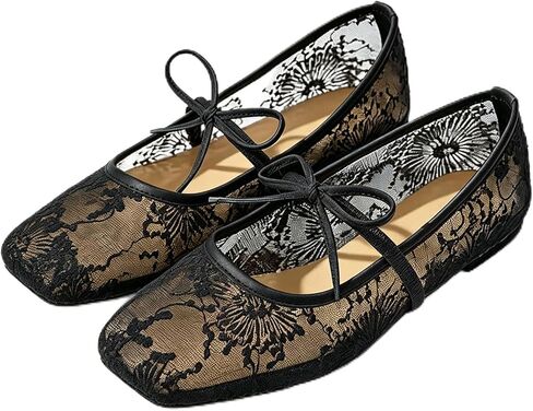 2026 New Women's Embroidery Lace Mesh Ballet Flats, White Mesh Ballet Flats for Women in Kuwait