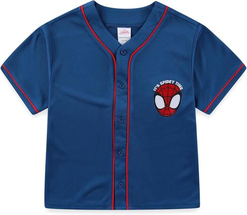 Marvel Spider-Man Boys Baseball Jersey Button Down Shirt for Toddler and Big Kids in Kuwait