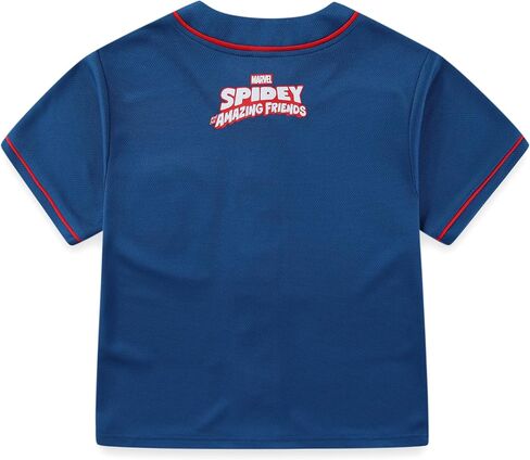 Marvel Spider-Man Boys Baseball Jersey Button Down Shirt for Toddler and Big Kids in Kuwait