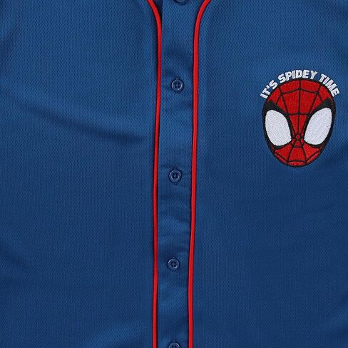 Marvel Spider-Man Boys Baseball Jersey Button Down Shirt for Toddler and Big Kids in Kuwait