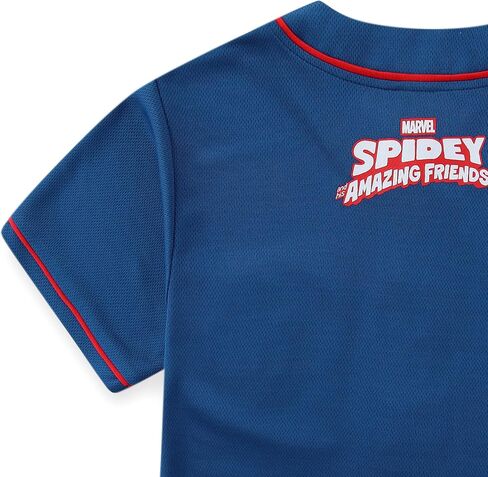 Marvel Spider-Man Boys Baseball Jersey Button Down Shirt for Toddler and Big Kids in Kuwait