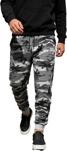 بنطال الركض للرجال مع بطانة من الصوف، بنطال رياضي Camo Streetwear Cargo، برباط وجيوب، طراز رياضي كاجوال in Saudi Arabia