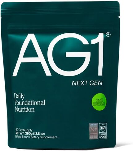 AG1 Next Gen, Greens Powder Supplement | Improve Gut Health | Multivitamin, Probiotic, Gluten Free, Vegan and Keto Friendly | 75 Vitamins - (30-Serving Pouch Only) in Saudi Arabia