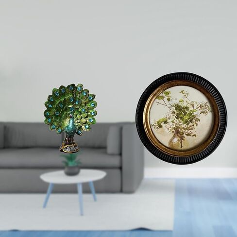 Baoblaze Elegant Peacock Sculpture and Antique European Photo Frame Collection for Bedroom Office Living Room Bookshelf and Retro Home Decoration Display in Kuwait