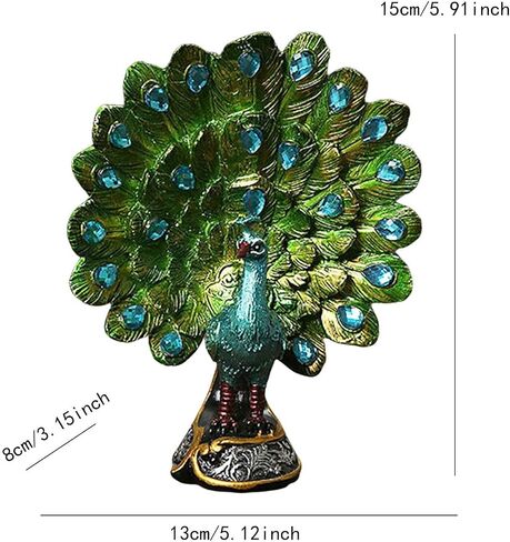 Baoblaze Elegant Peacock Sculpture and Antique European Photo Frame Collection for Bedroom Office Living Room Bookshelf and Retro Home Decoration Display in Kuwait