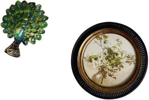 Baoblaze Elegant Peacock Sculpture and Antique European Photo Frame Collection for Bedroom Office Living Room Bookshelf and Retro Home Decoration Display in Kuwait