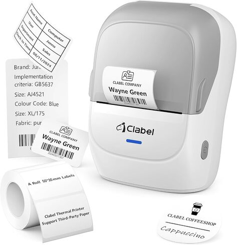 CLABEL Portable Thermal Label Printer: 221B Bluetooth Barcode Printer 2 Inch Wireless Label Maker Machine Compatible with iOS & Android for Small Business with 1 Roll 40x30mm Label in Kuwait